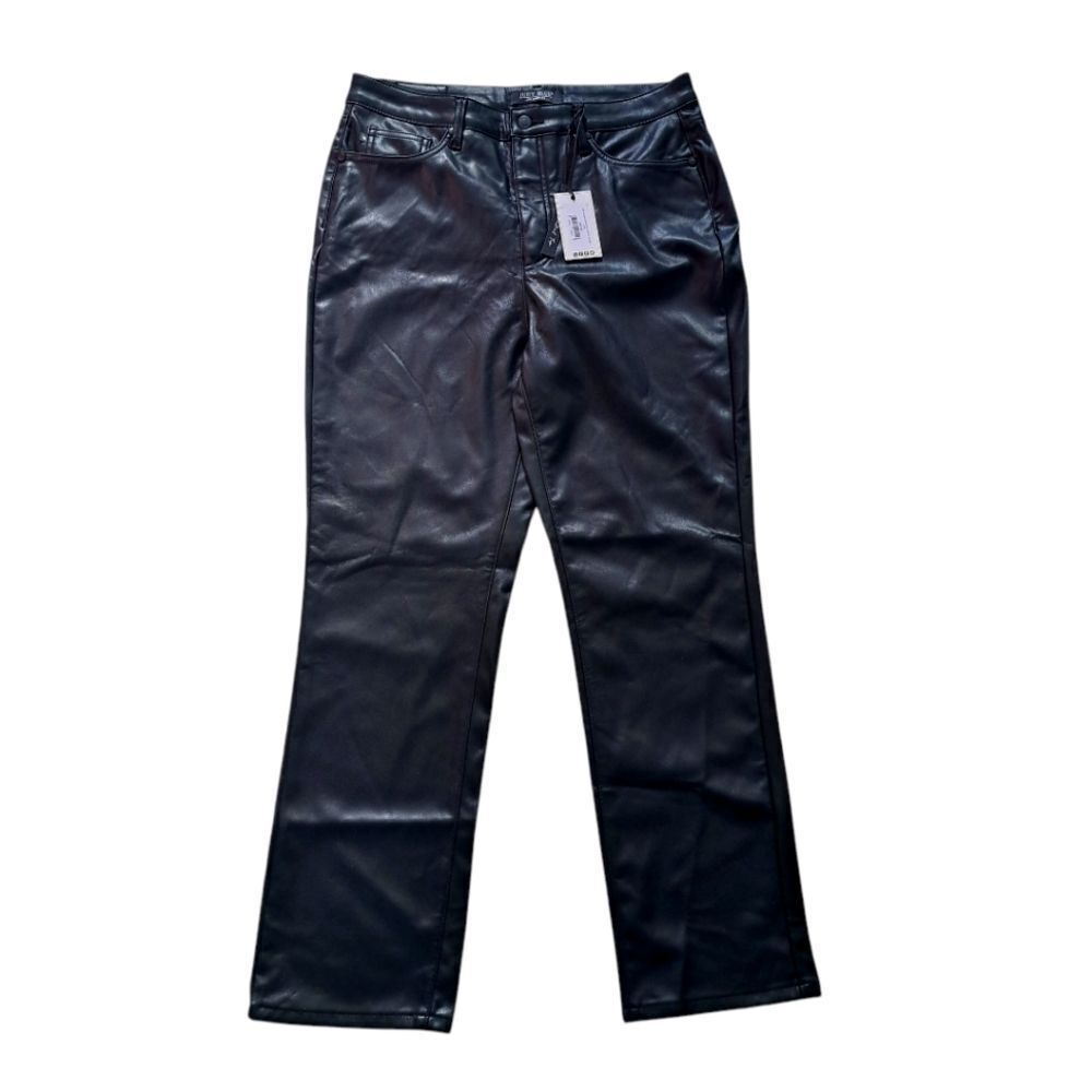 Judy Blue High Waist Tummy Control Faux Leather Straight Leg Pants Size 31 Black